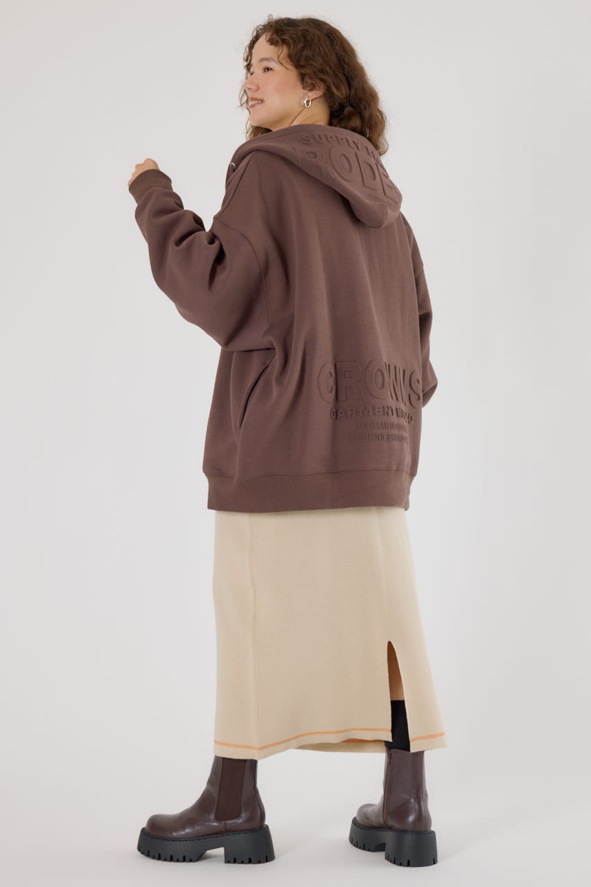 エンボスBIG ZIPパーカー BRN FREE