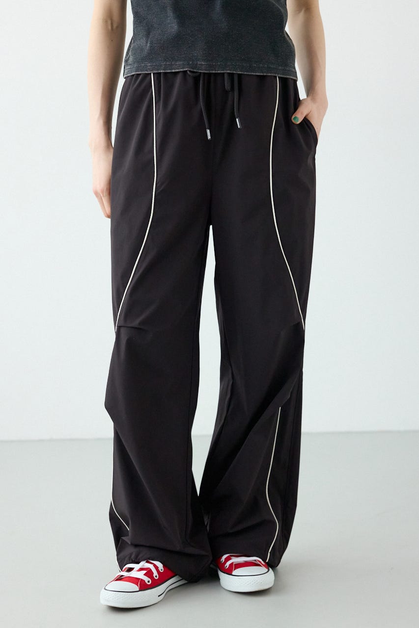 【UNISEX】W/Rパイピングパラシュートパンツ BLK L