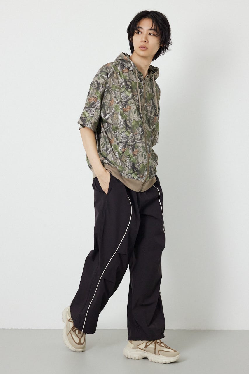 【UNISEX】W/Rパイピングパラシュートパンツ BLK L