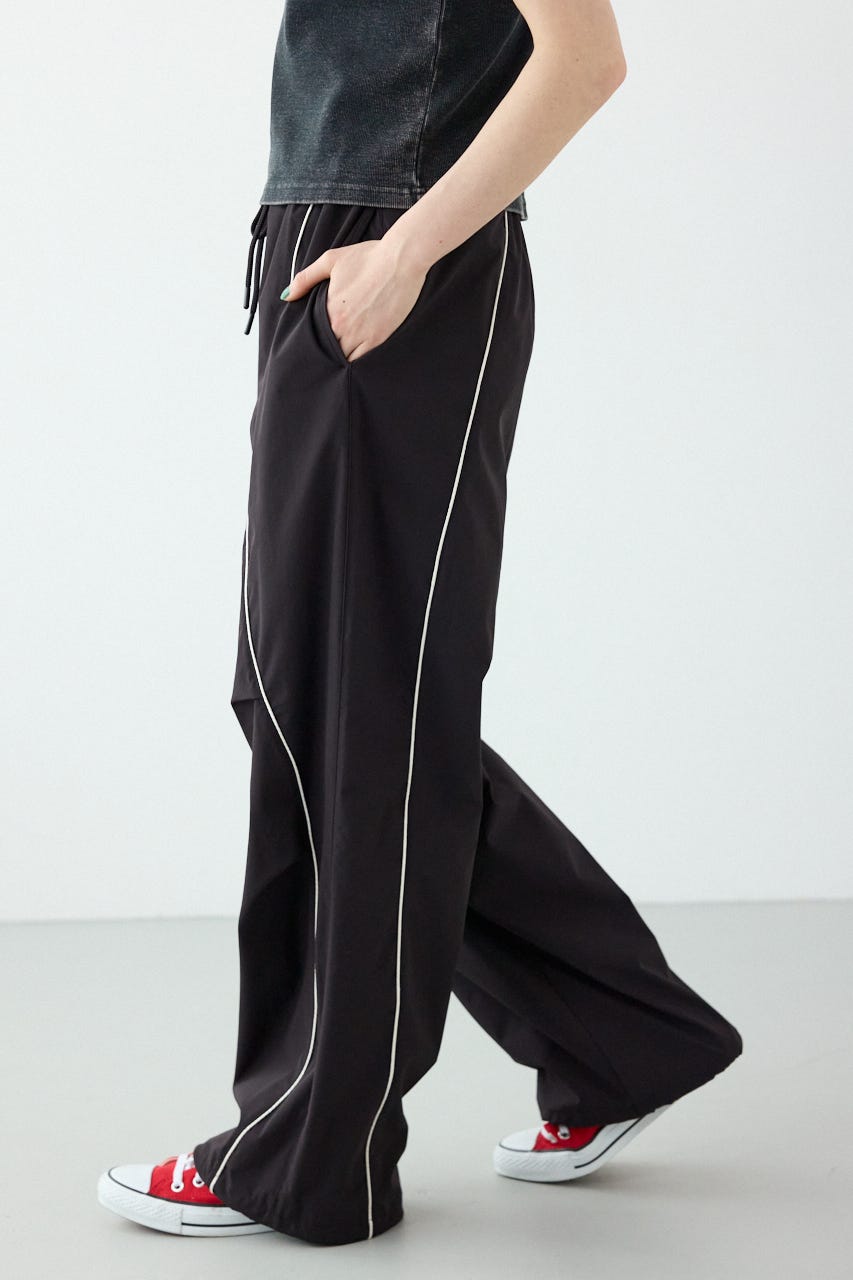 【UNISEX】W/Rパイピングパラシュートパンツ BLK L