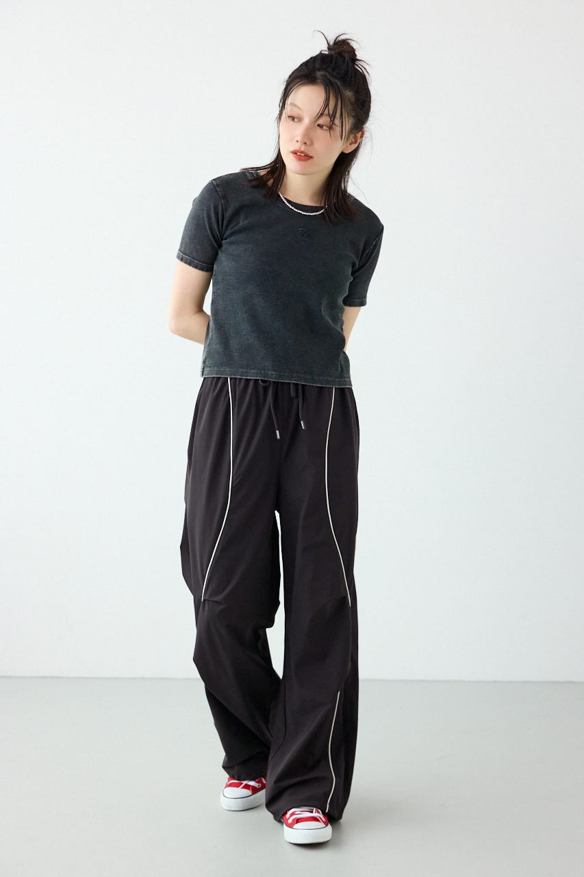 【UNISEX】W/Rパイピングパラシュートパンツ BLK L