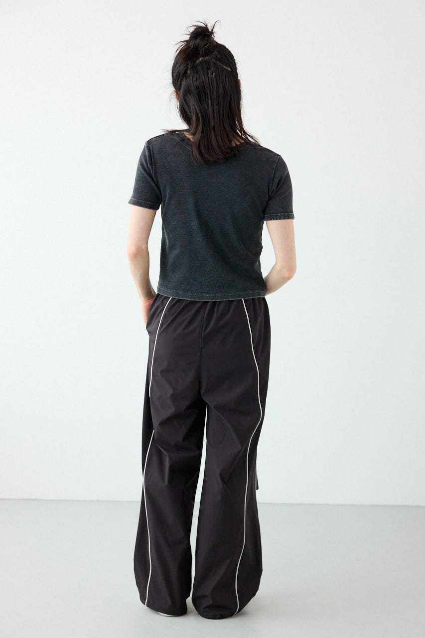 【UNISEX】W/Rパイピングパラシュートパンツ BLK L