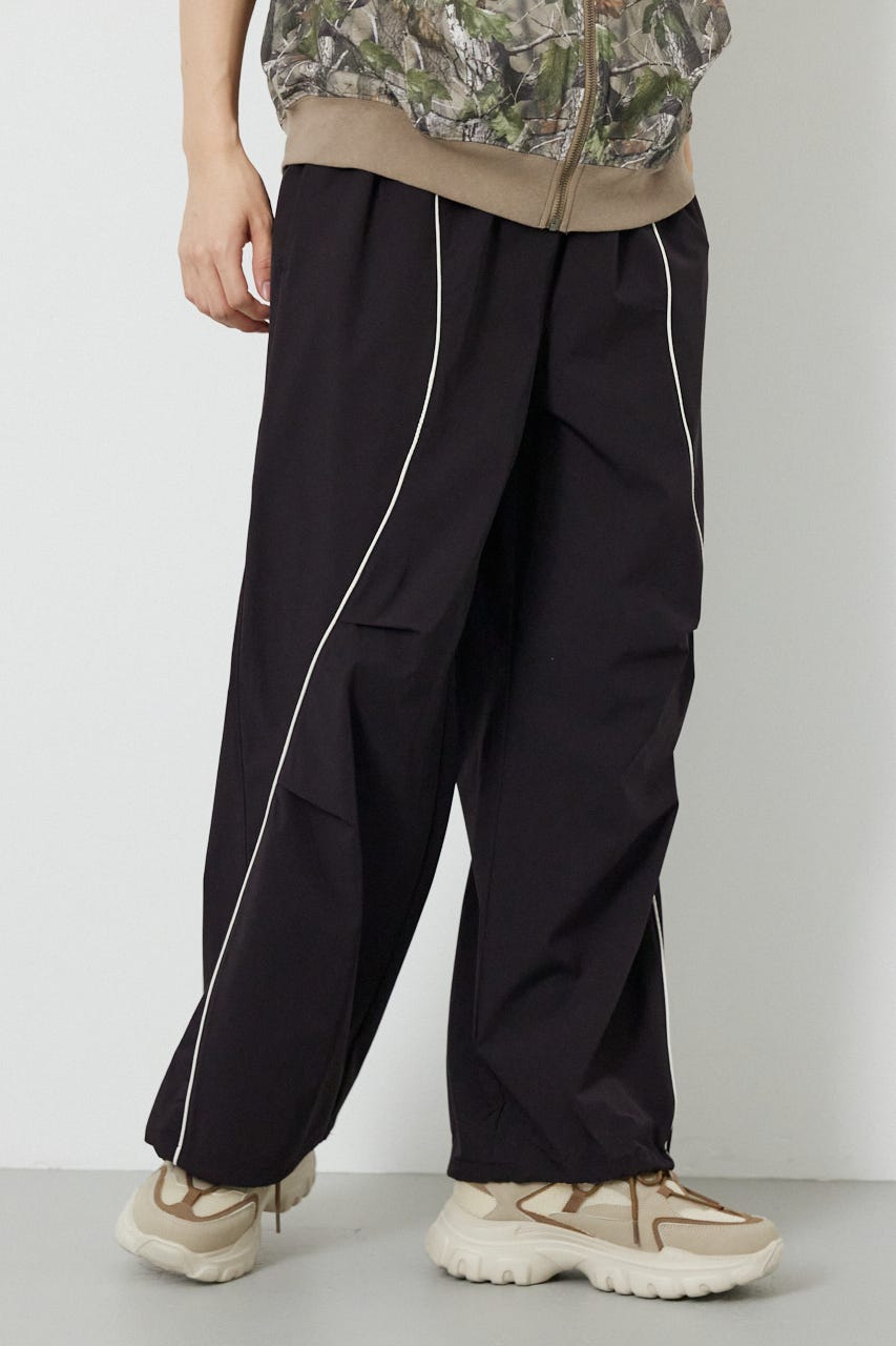 【UNISEX】W/Rパイピングパラシュートパンツ BLK L