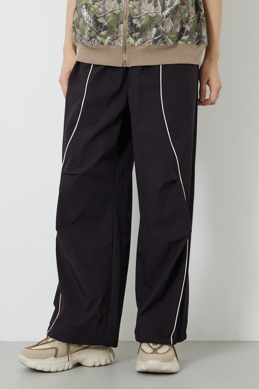 【UNISEX】W/Rパイピングパラシュートパンツ BLK L