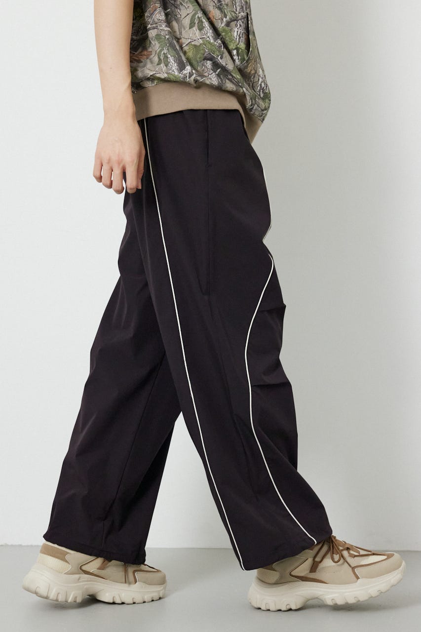 【UNISEX】W/Rパイピングパラシュートパンツ BLK L