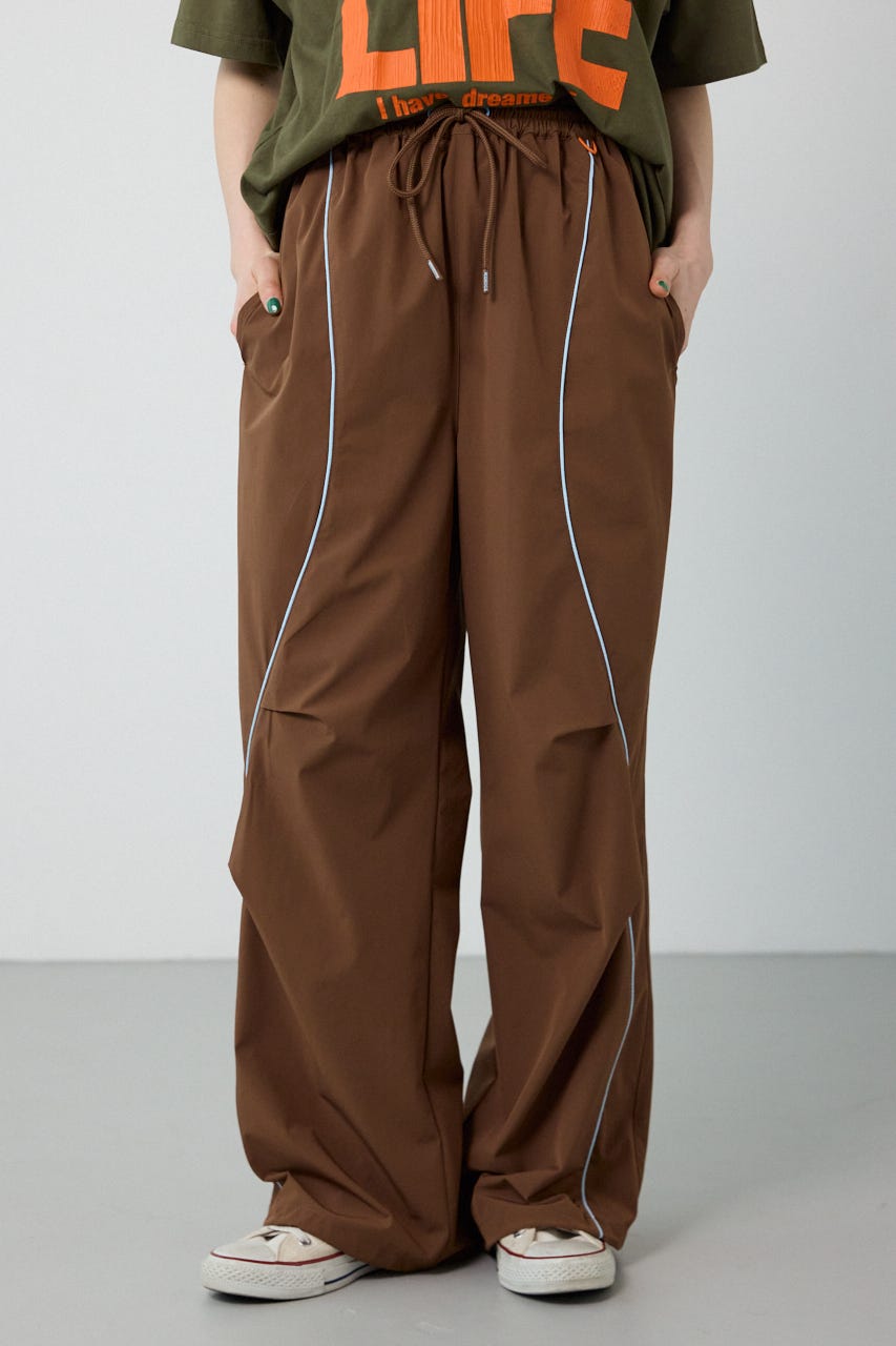 【UNISEX】W/Rパイピングパラシュートパンツ BRN M