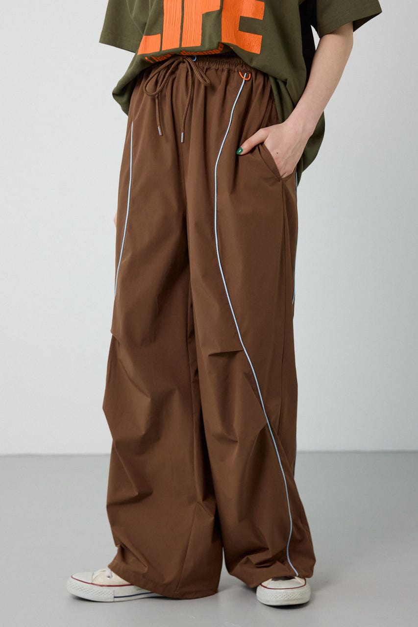 【UNISEX】W/Rパイピングパラシュートパンツ BRN M