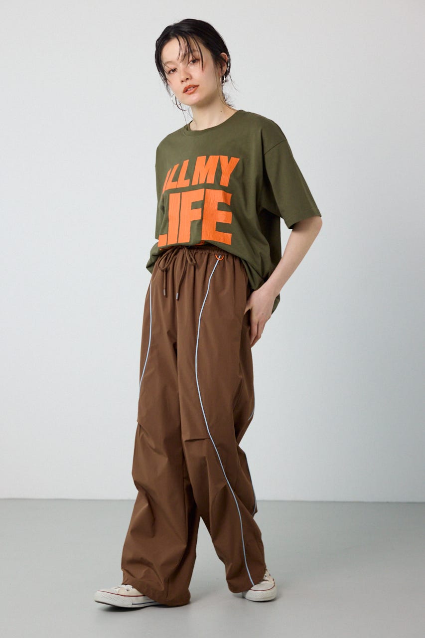 【UNISEX】W/Rパイピングパラシュートパンツ BRN M