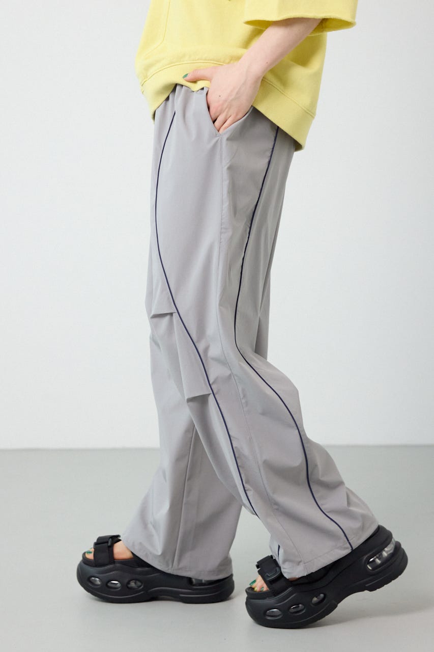 【UNISEX】W/Rパイピングパラシュートパンツ GRY M
