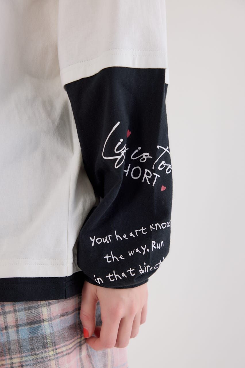 【UNISEX】ハートフェイクレイヤードトップス O/WHT L