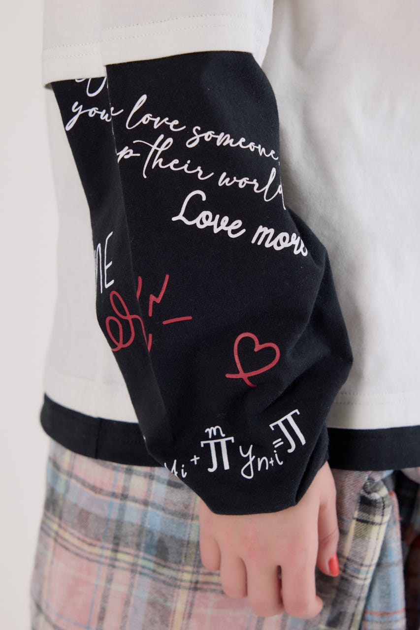 【UNISEX】ハートフェイクレイヤードトップス O/WHT L