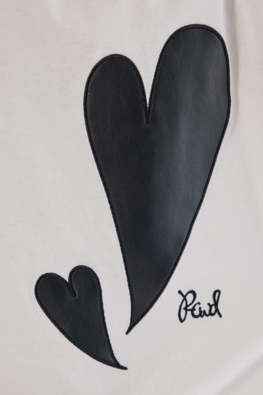 【UNISEX】ハートフェイクレイヤードトップス O/WHT L