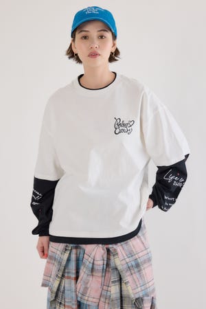 【UNISEX】ハートフェイクレイヤードトップス