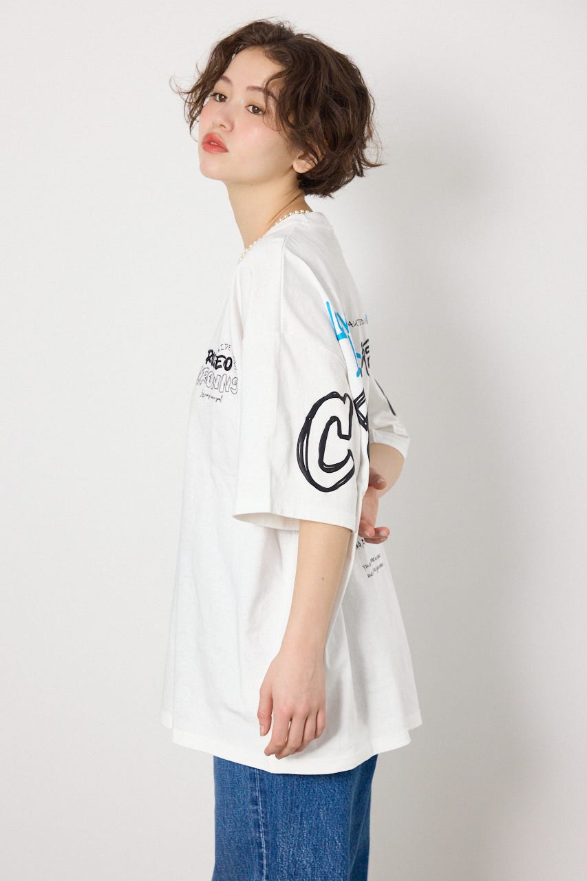 【UNISEX】Graffiti プリントTシャツ O/WHT M