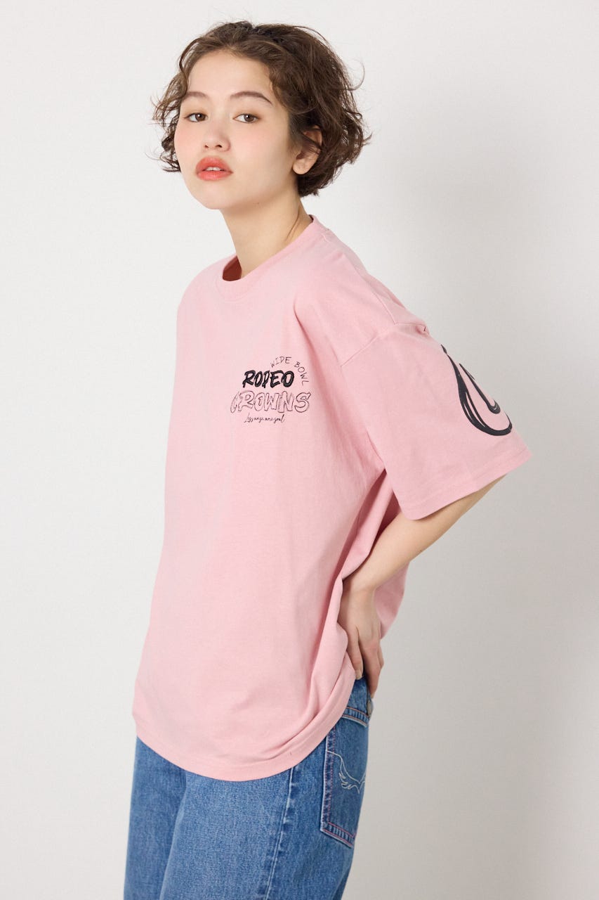 【UNISEX】Graffiti プリントTシャツ PNK L