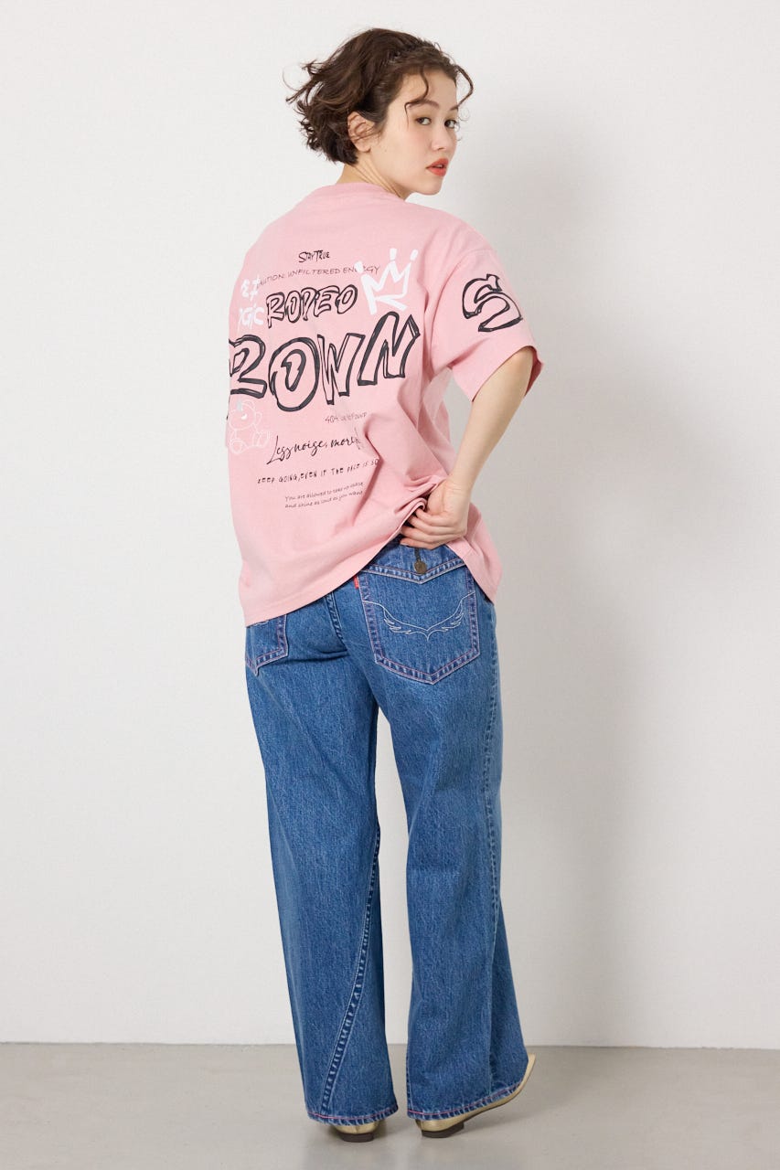 【UNISEX】Graffiti プリントTシャツ PNK L