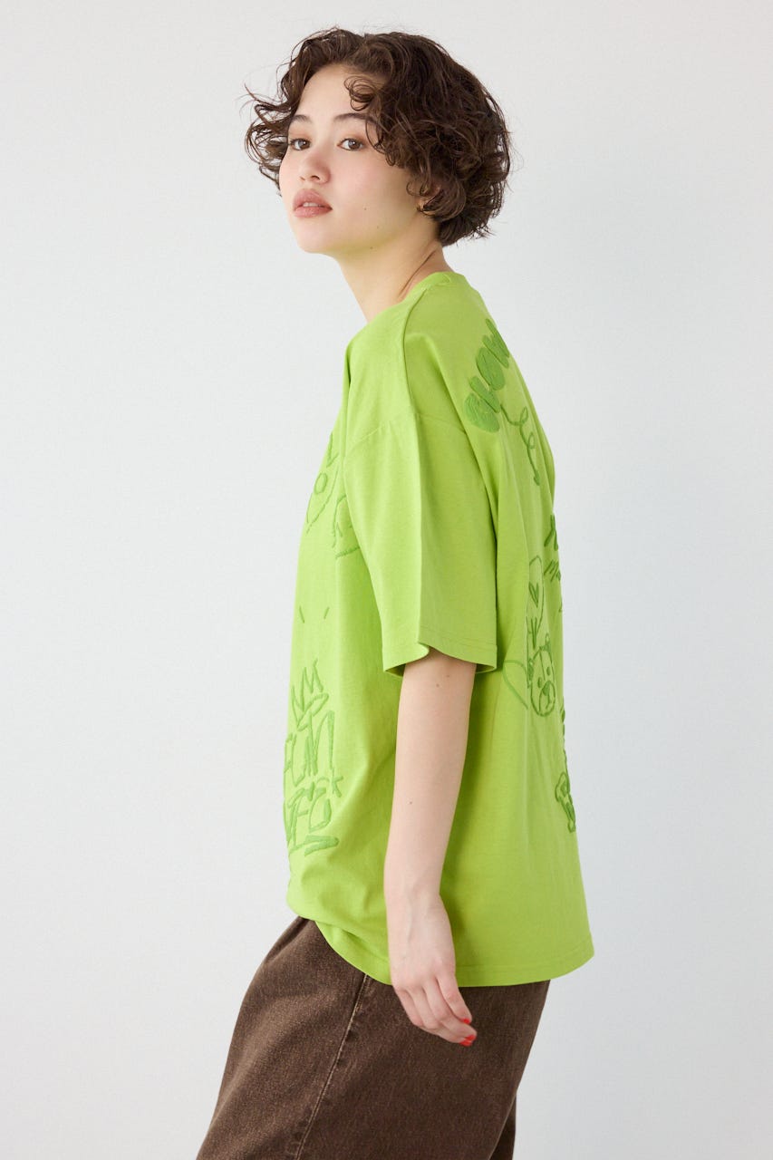 【UNISEX】クレヨンタッチ同色発泡プリントTシャツ L/GRN L