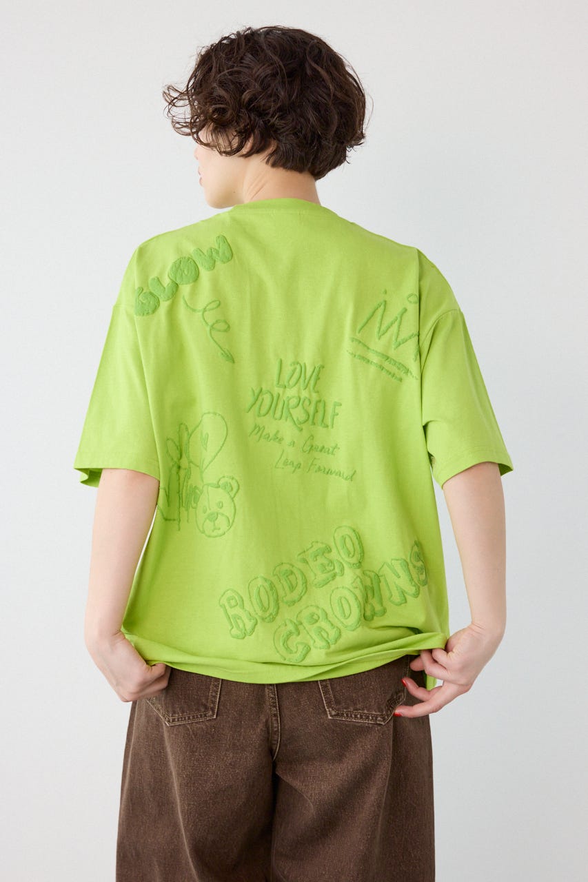 【UNISEX】クレヨンタッチ同色発泡プリントTシャツ L/GRN L
