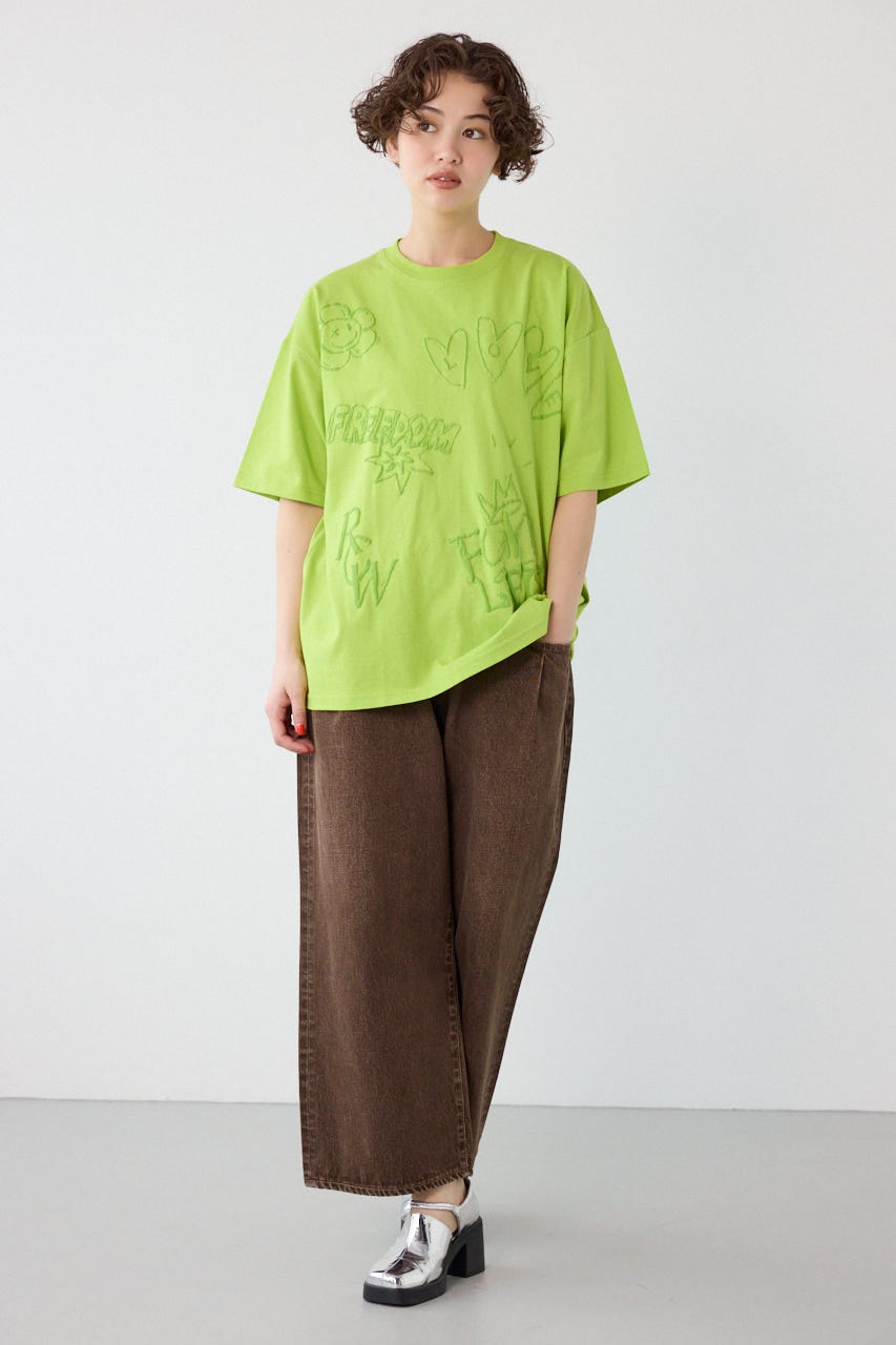 【UNISEX】クレヨンタッチ同色発泡プリントTシャツ L/GRN L
