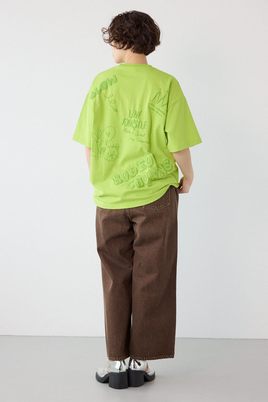 【UNISEX】クレヨンタッチ同色発泡プリントTシャツ L/GRN L