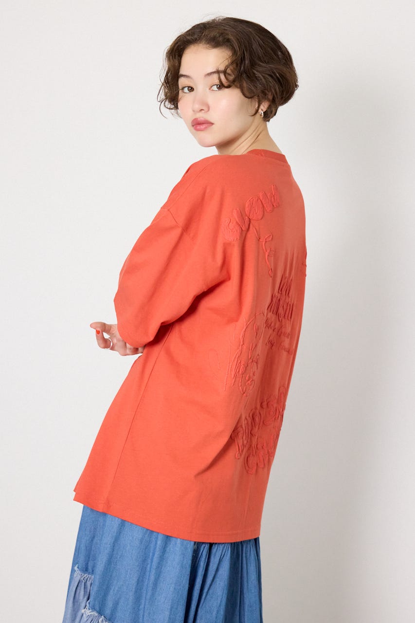 【UNISEX】クレヨンタッチ同色発泡プリントTシャツ ORG M