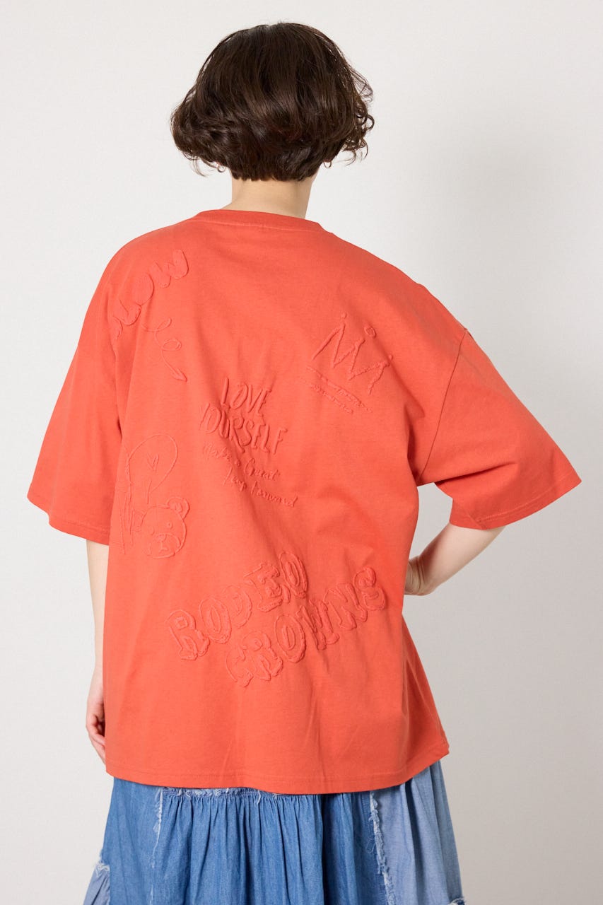 【UNISEX】クレヨンタッチ同色発泡プリントTシャツ ORG M