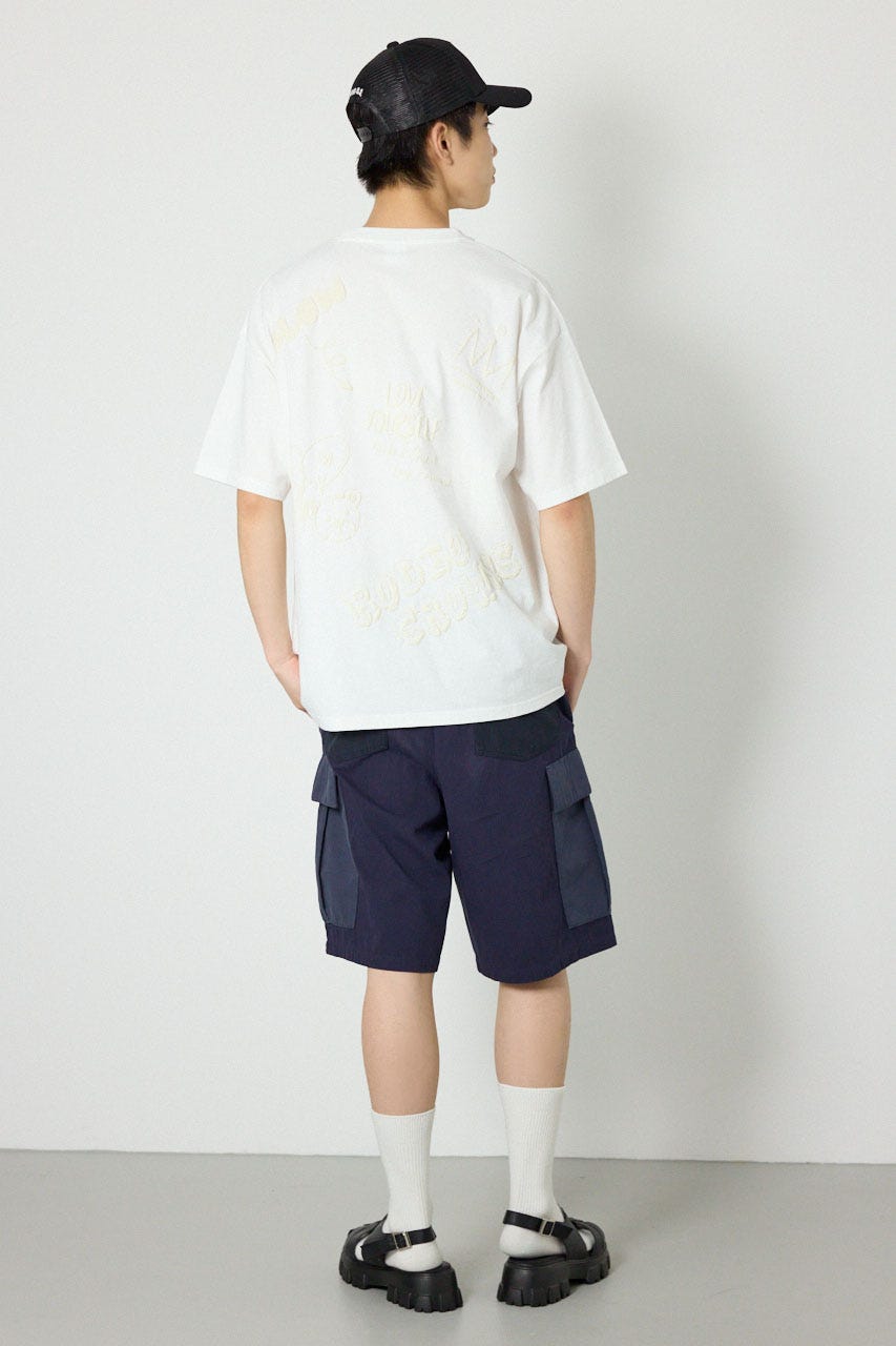 【UNISEX】クレヨンタッチ同色発泡プリントTシャツ O/WHT L