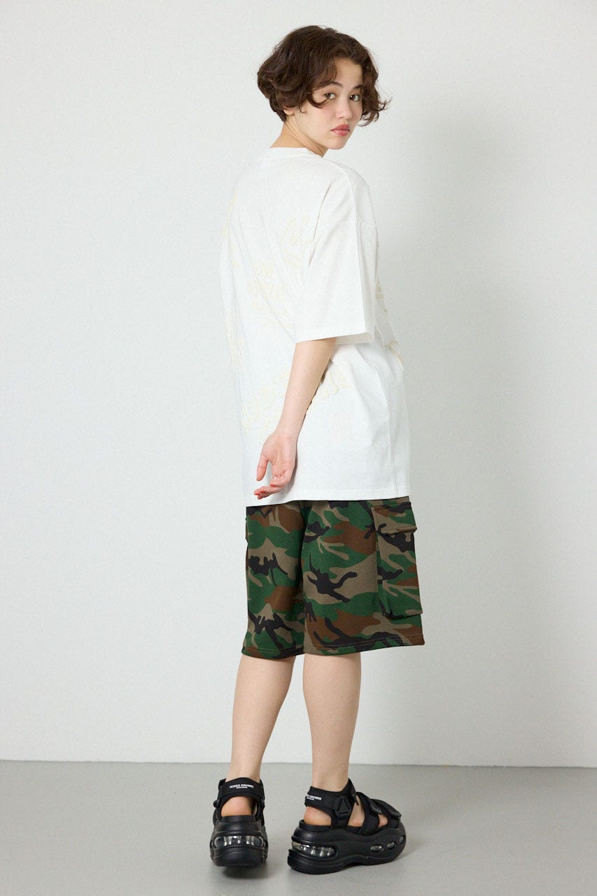 【UNISEX】クレヨンタッチ同色発泡プリントTシャツ O/WHT L