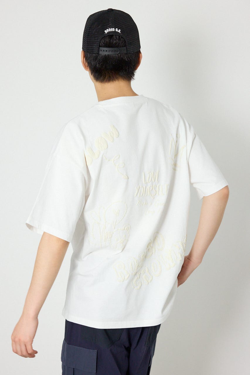 【UNISEX】クレヨンタッチ同色発泡プリントTシャツ O/WHT L