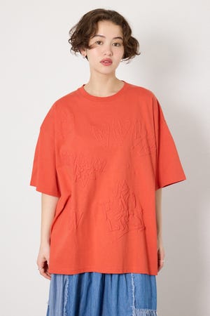 【UNISEX】クレヨンタッチ同色発泡プリントTシャツ