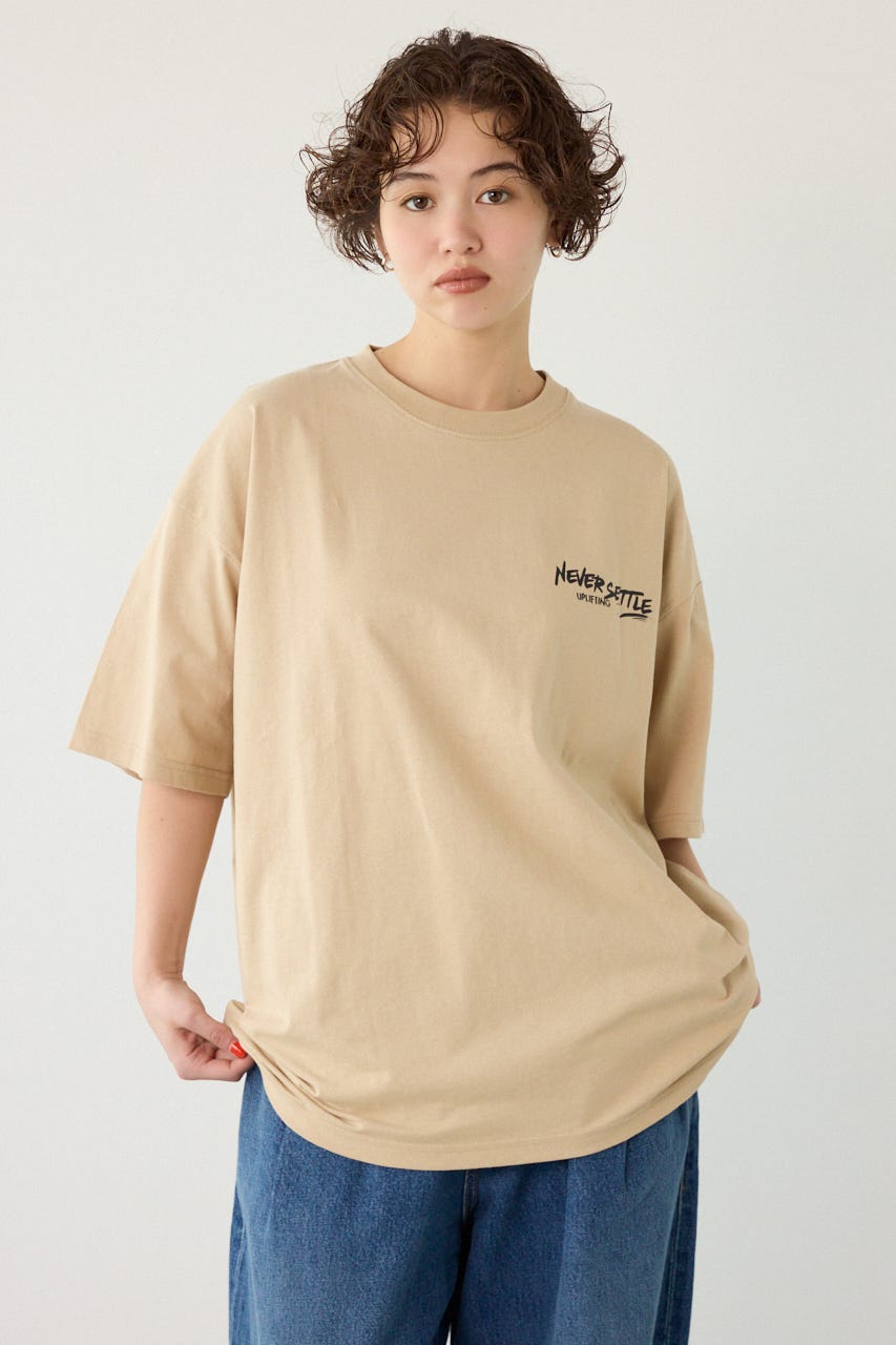 【UNISEX】レインボーインクプリントTシャツ BEG M