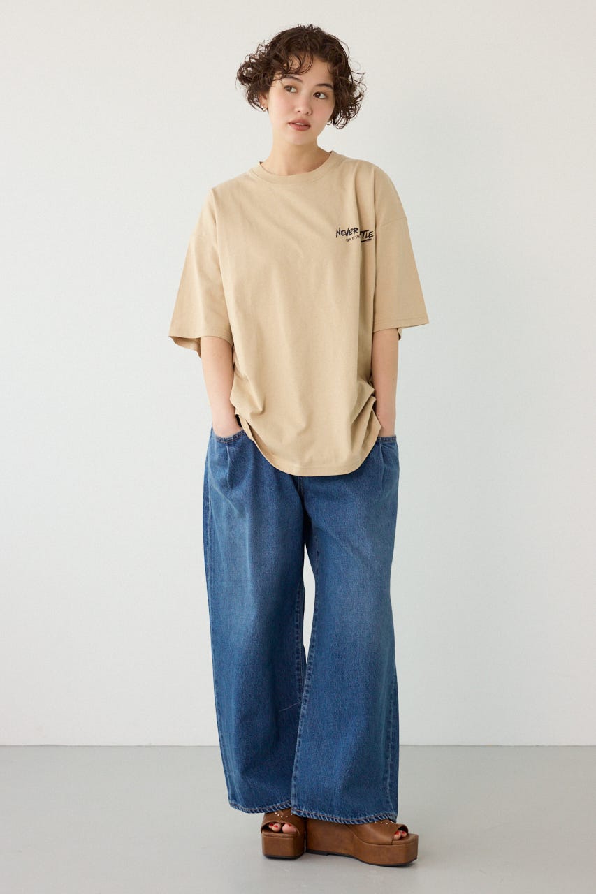 【UNISEX】レインボーインクプリントTシャツ BEG M