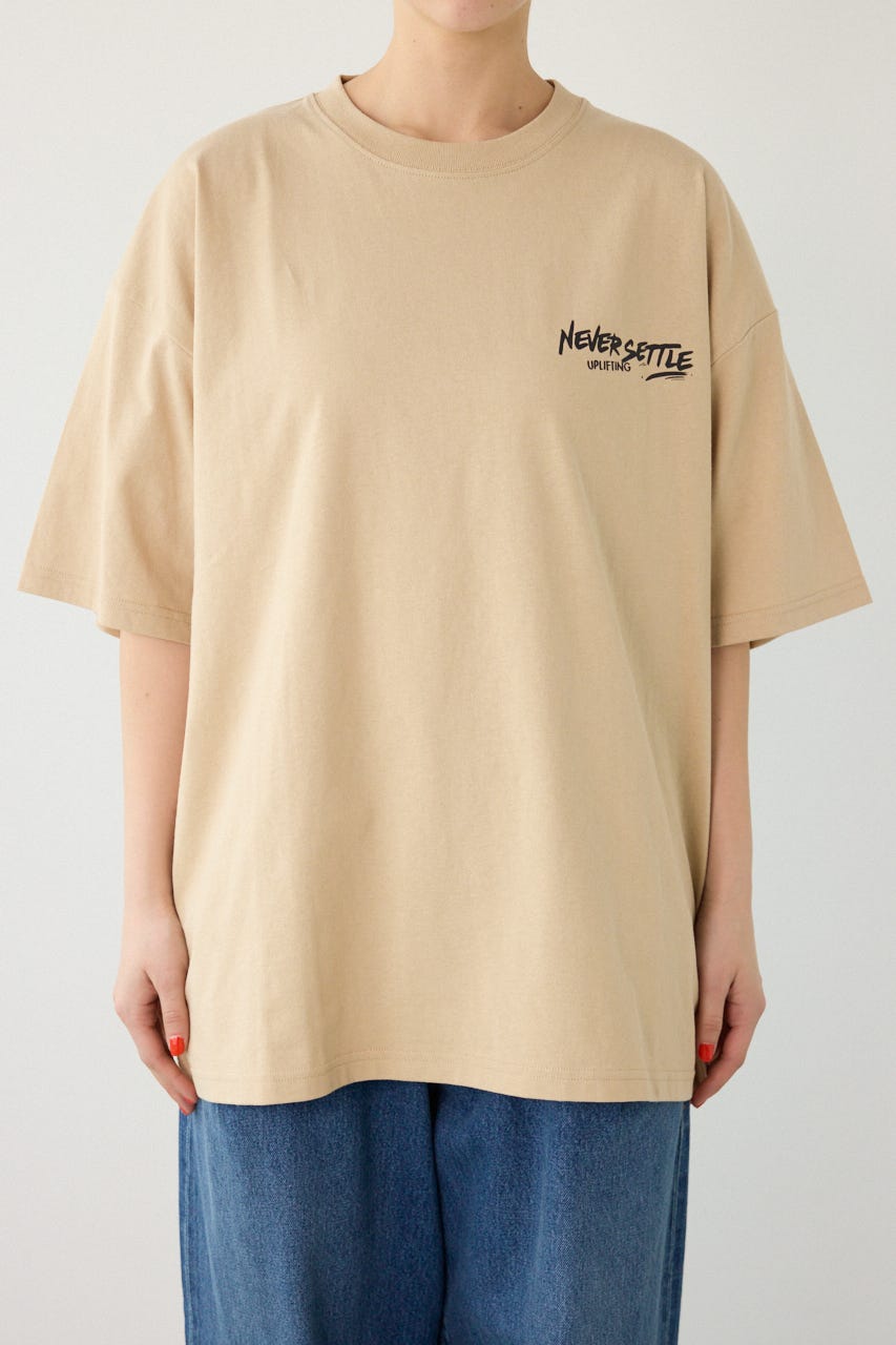 【UNISEX】レインボーインクプリントTシャツ BEG M