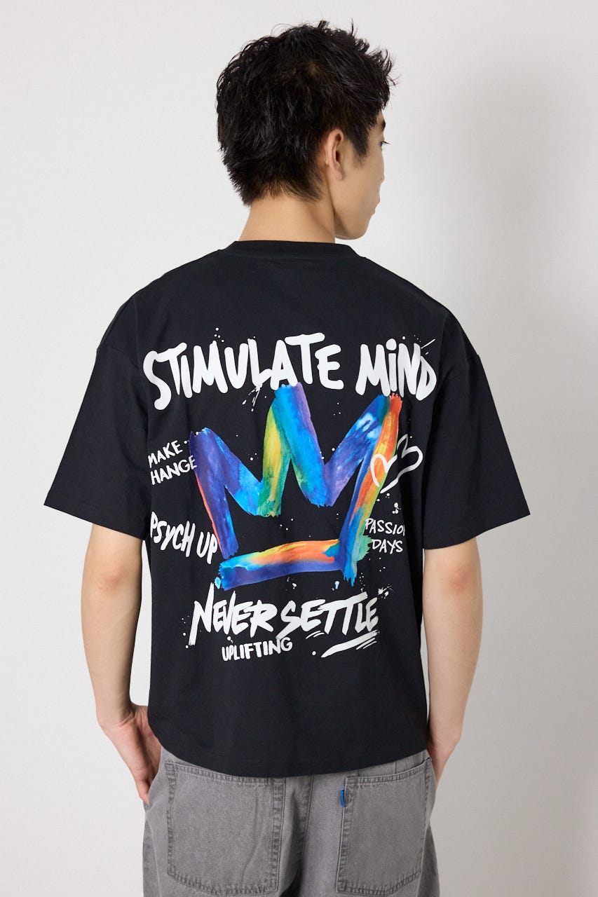 【UNISEX】レインボーインクプリントTシャツ BLK M