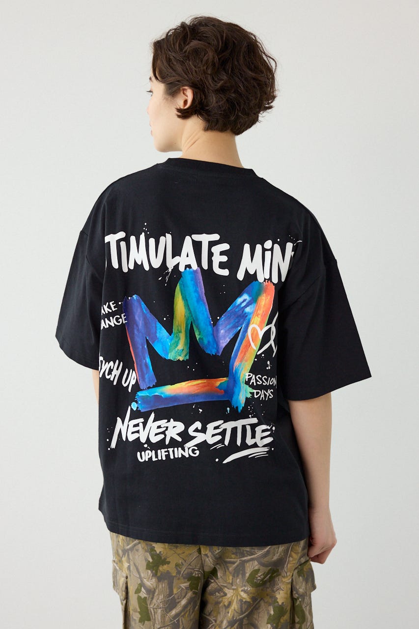 【UNISEX】レインボーインクプリントTシャツ BLK M