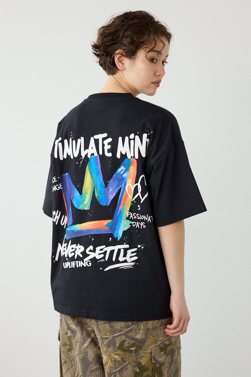 【UNISEX】レインボーインクプリントTシャツ BLK M