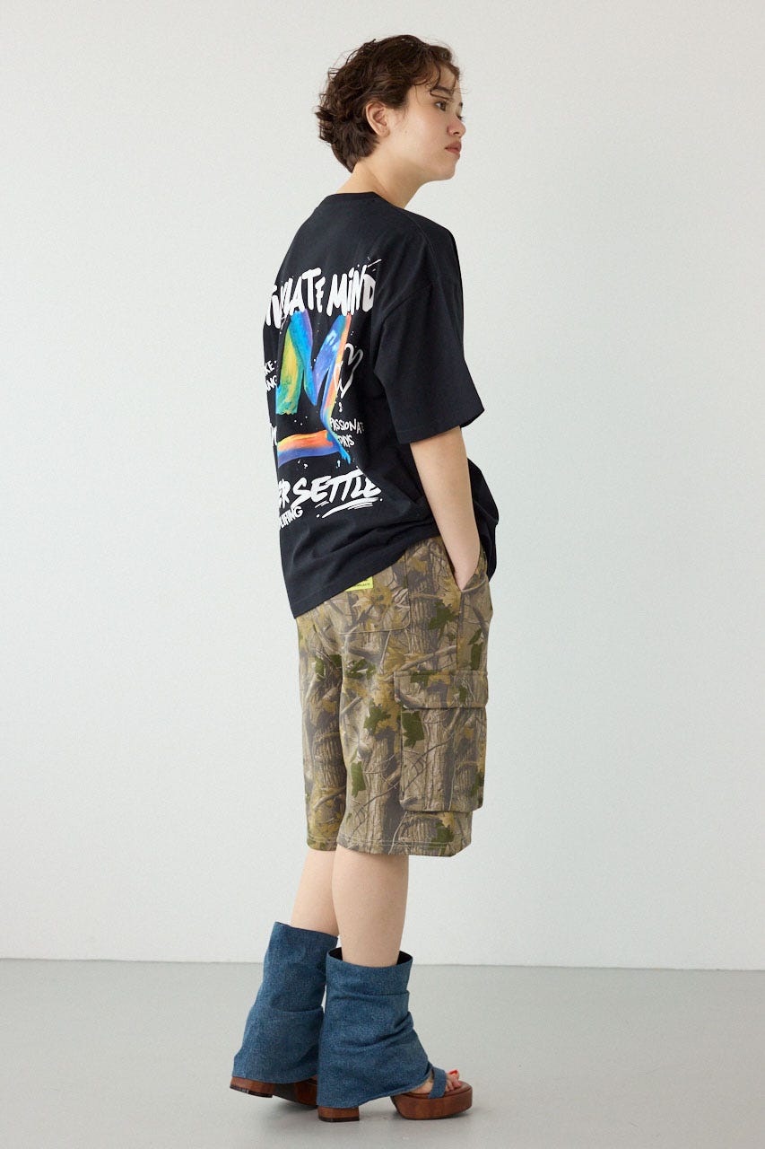 【UNISEX】レインボーインクプリントTシャツ BLK M