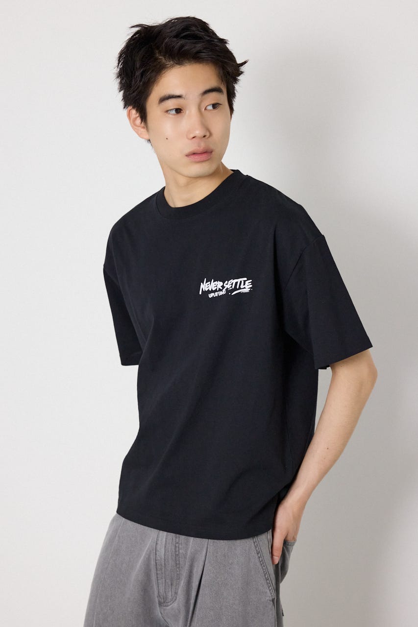 【UNISEX】レインボーインクプリントTシャツ BLK M