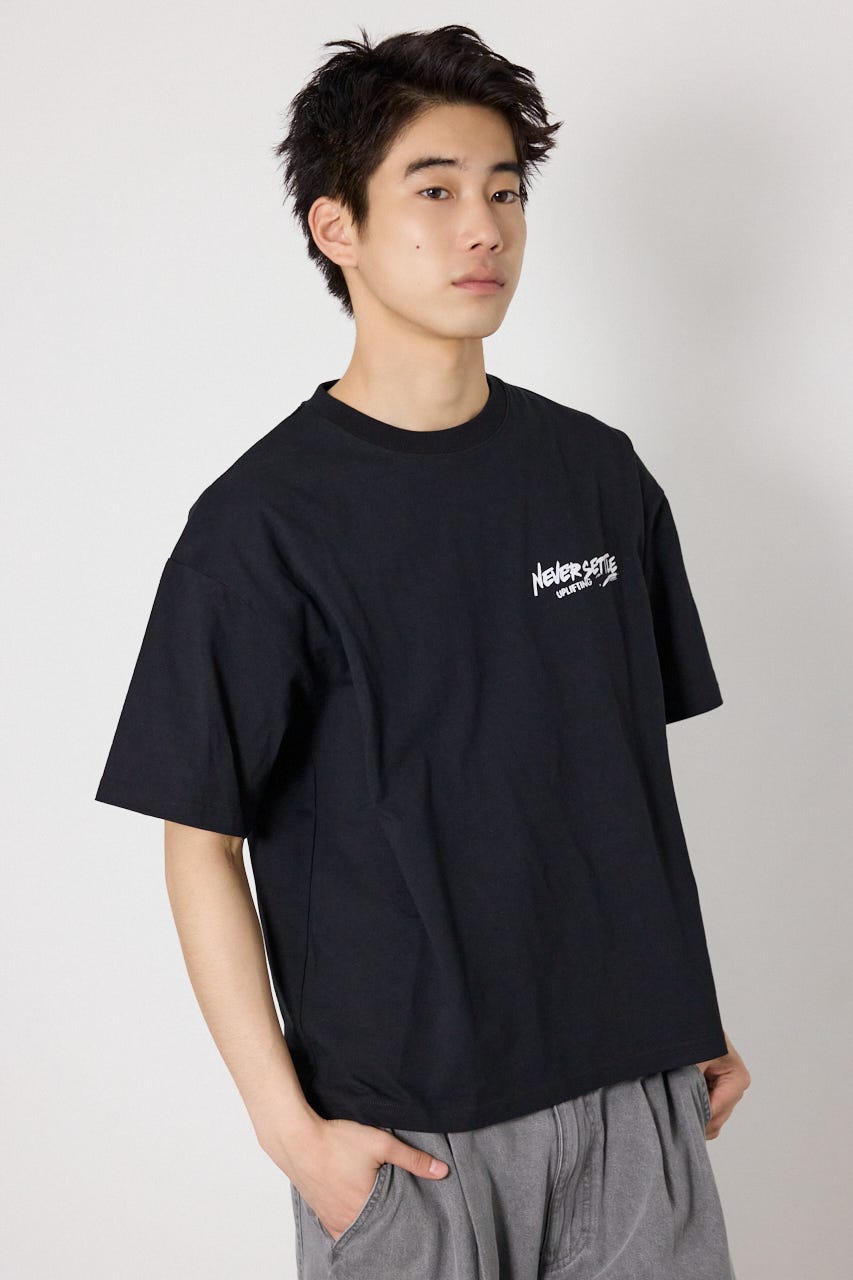 【UNISEX】レインボーインクプリントTシャツ BLK M
