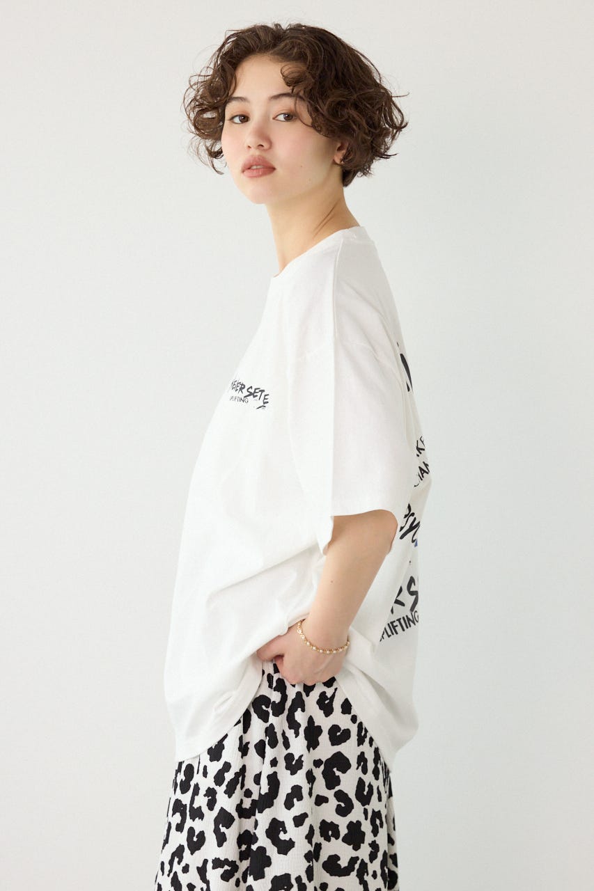 【UNISEX】レインボーインクプリントTシャツ O/WHT M
