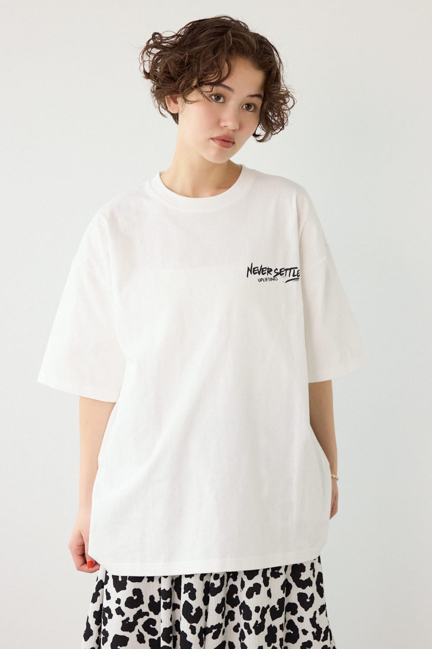 【UNISEX】レインボーインクプリントTシャツ O/WHT M