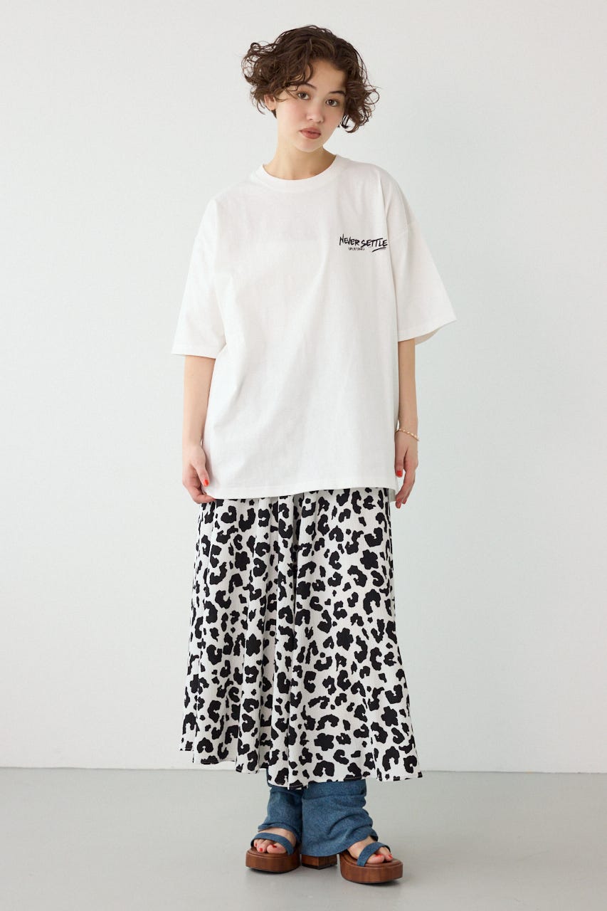 【UNISEX】レインボーインクプリントTシャツ O/WHT M