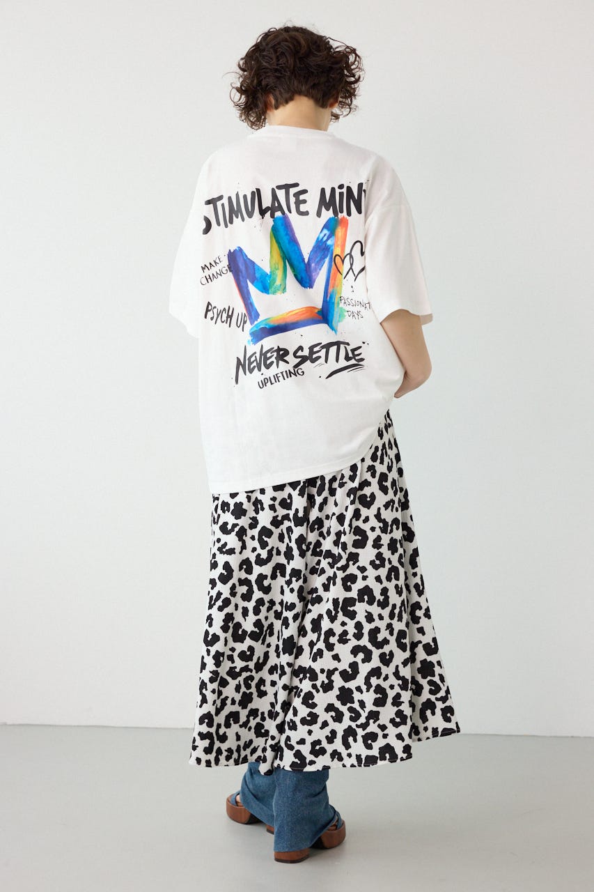 【UNISEX】レインボーインクプリントTシャツ O/WHT M