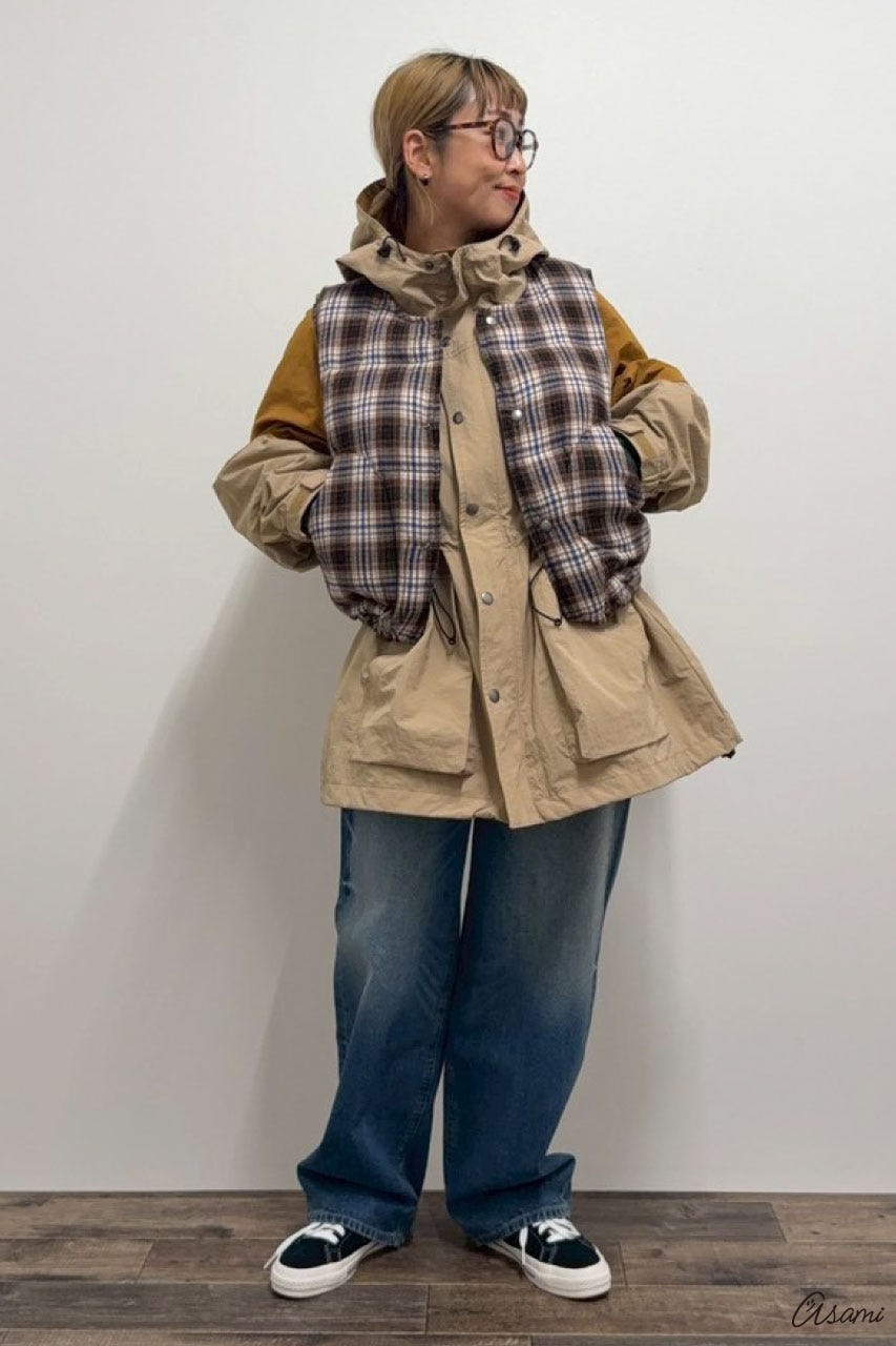 【WEB限定】ブロッキングマウンテンパーカー 柄BEG FREE