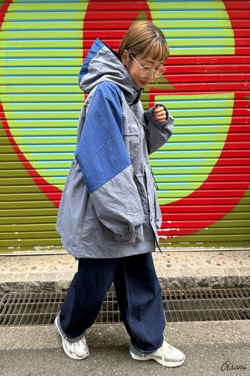 【WEB限定】ブロッキングマウンテンパーカー 柄NVY FREE