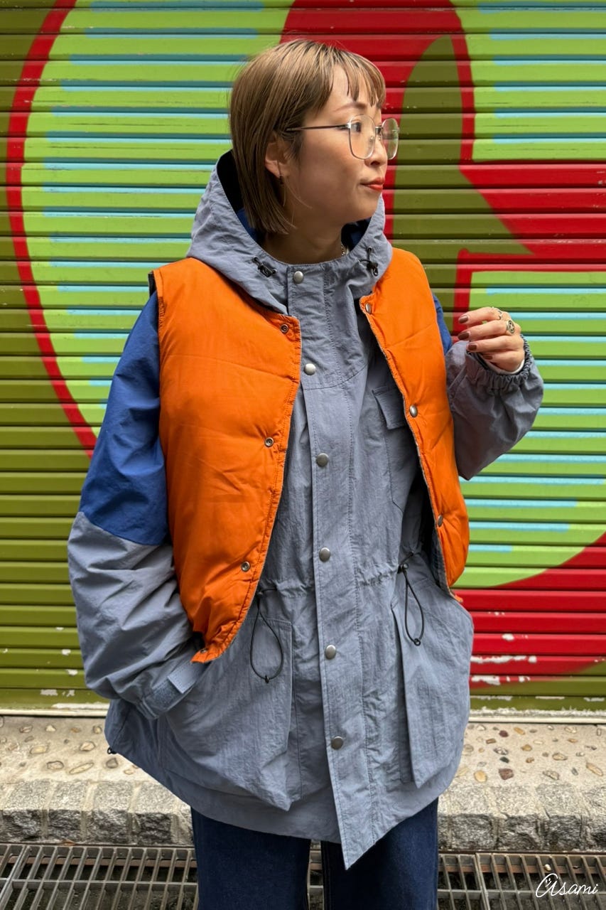 【WEB限定】ブロッキングマウンテンパーカー 柄NVY FREE