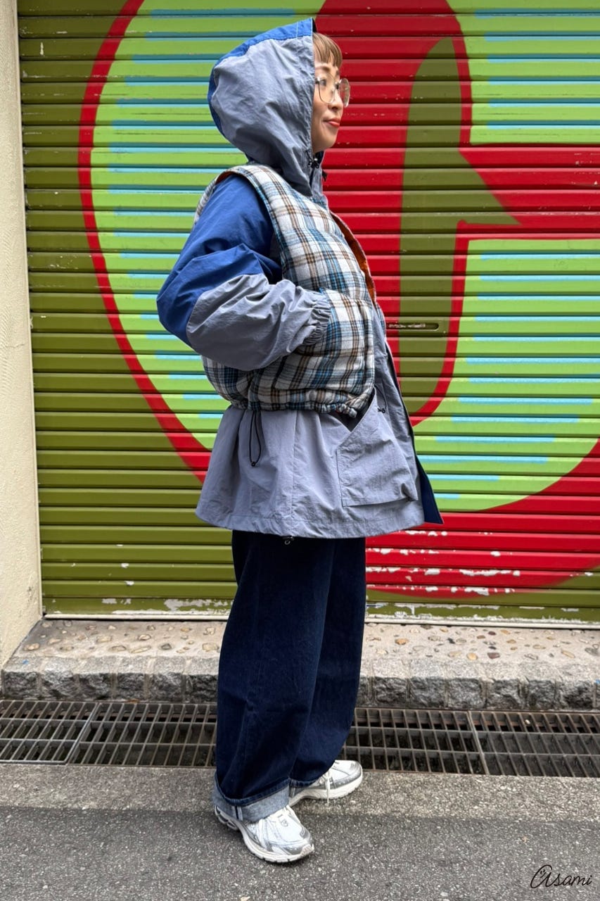 【WEB限定】ブロッキングマウンテンパーカー 柄NVY FREE