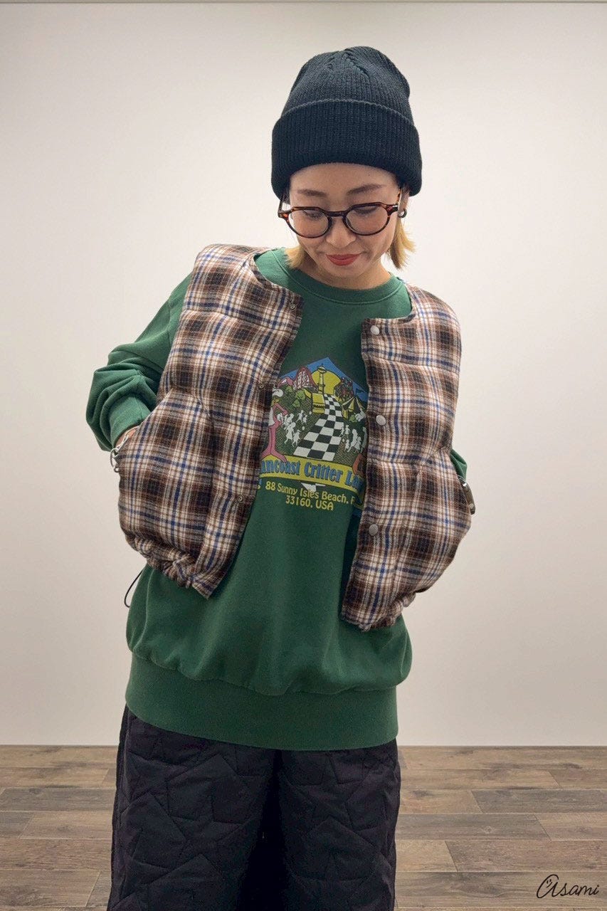RODEO CROWNS WIDE BOWLの【WEB限定】チェックパファーベスト