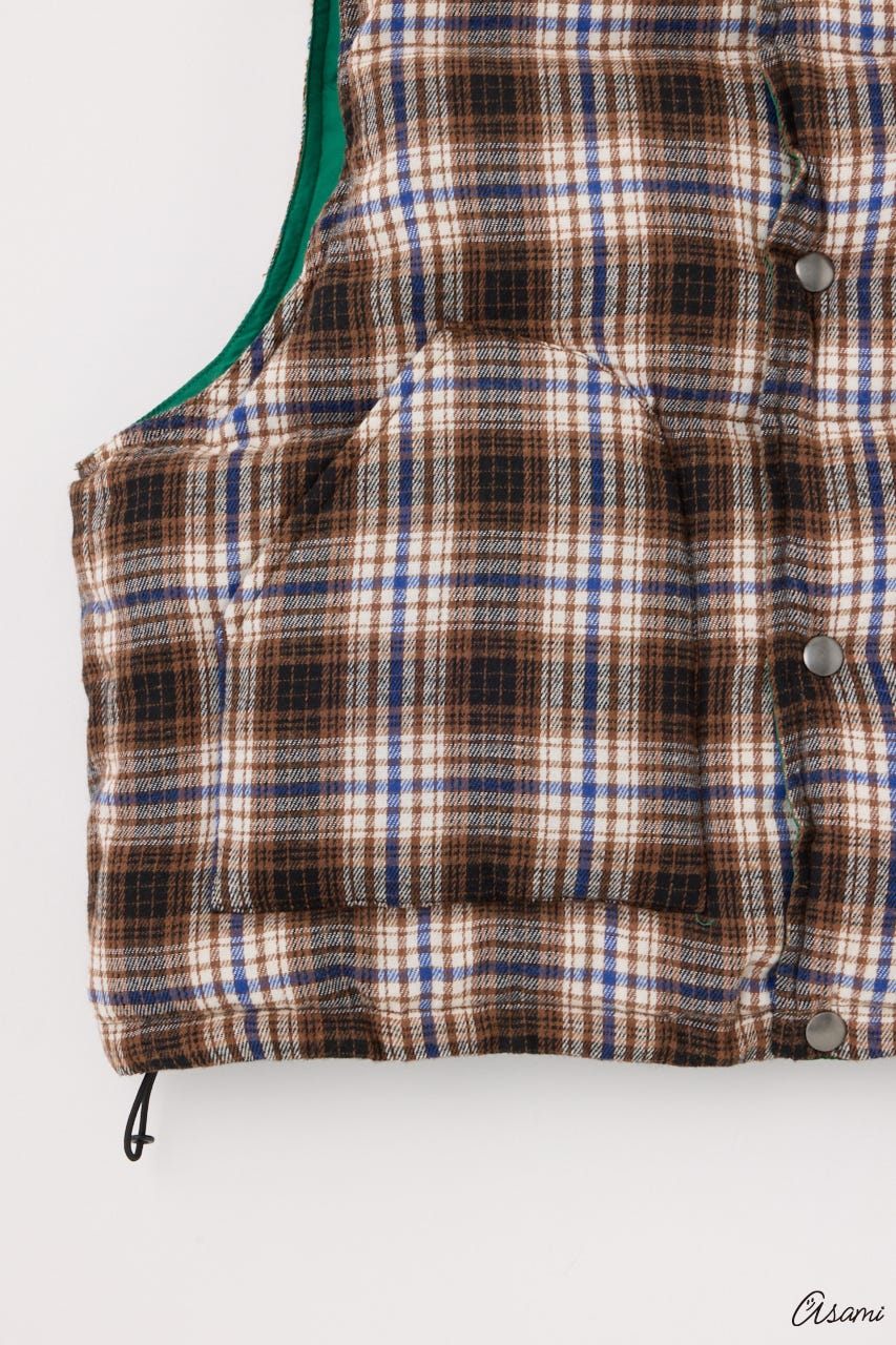 【WEB限定】チェックパファーベスト 柄BEG FREE