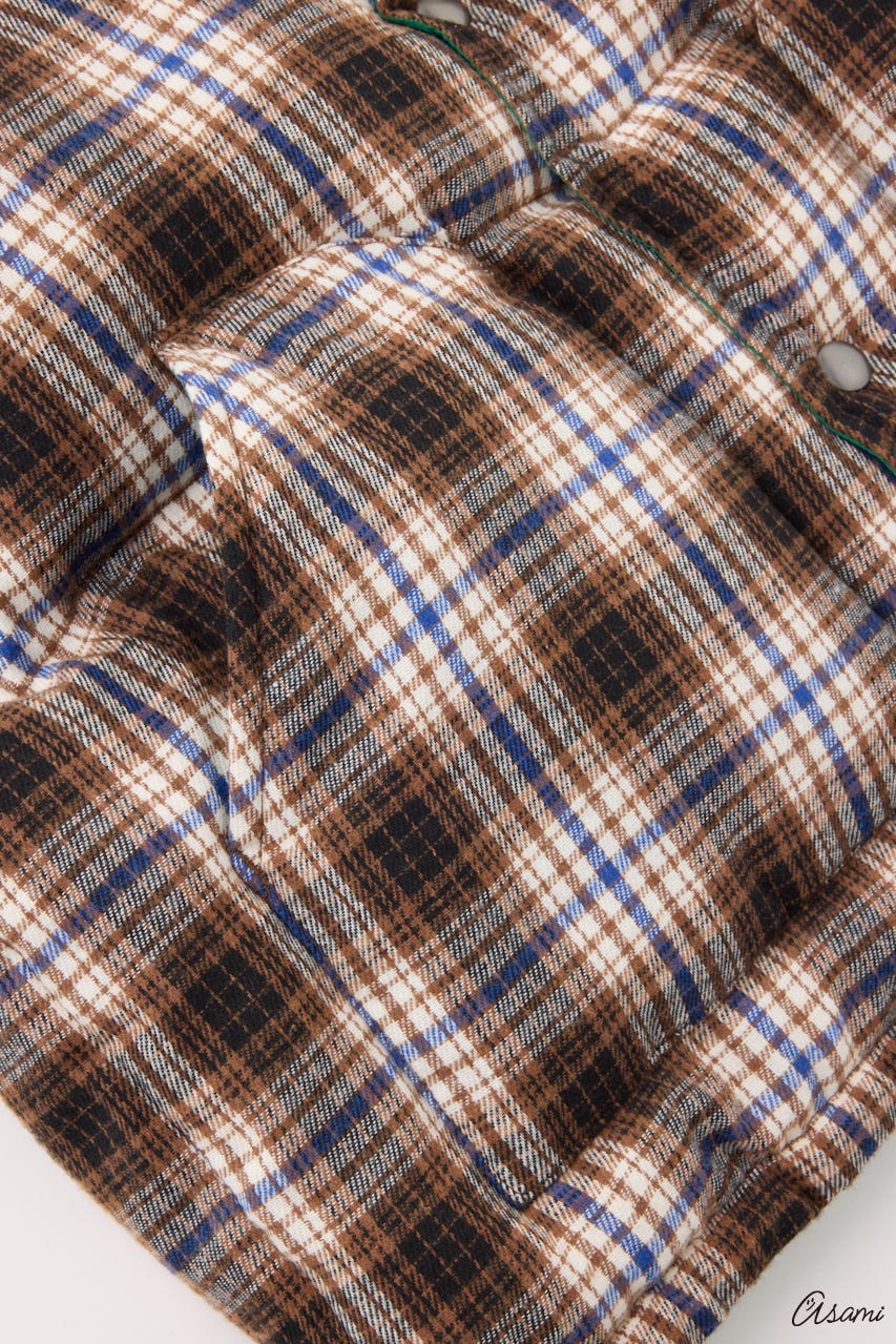 【WEB限定】チェックパファーベスト 柄BEG FREE